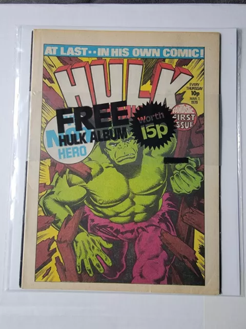 Hulk Weekly #1 Uk Marvel Comics Fn 1979 - Incl. Free Sticker Album & Price Band