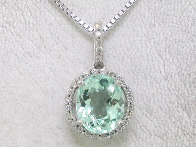 Paraiba Turmalin Anhänger 585 Weißgold 14Kt  Paraibaturmalin  29 Brillanten