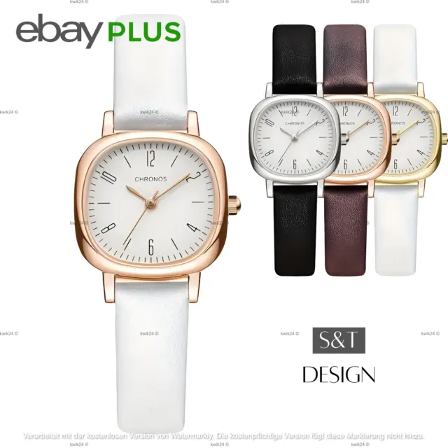 Armbanduhr Damen Uhr Frauen Lederuhr klein dünn minimalistisch elegant Analog