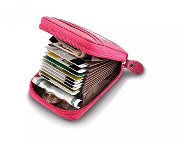 Men's Wallet Genuine Leather Credit Card Holder RFID Blocking Zipper Thin Pocket 10