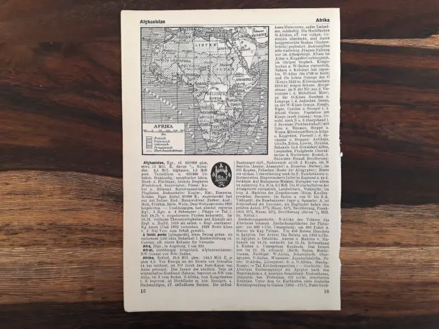 Alte Lithographie, Afrika, ca. 1935, Landkarte, ehem. deutsche Kolonien, selten