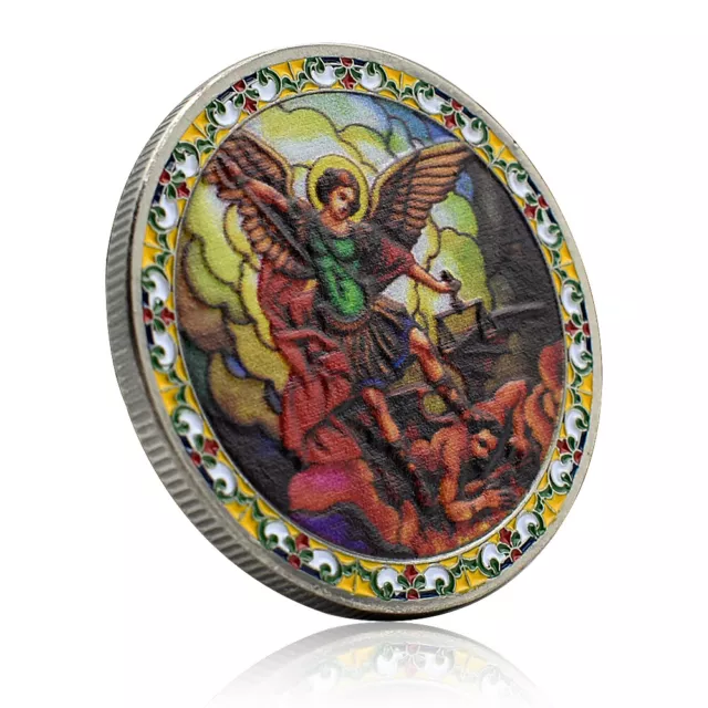 Saint Michael Colorful Angel Metal Coin Challenge Coin Commemorative Medal Gifts