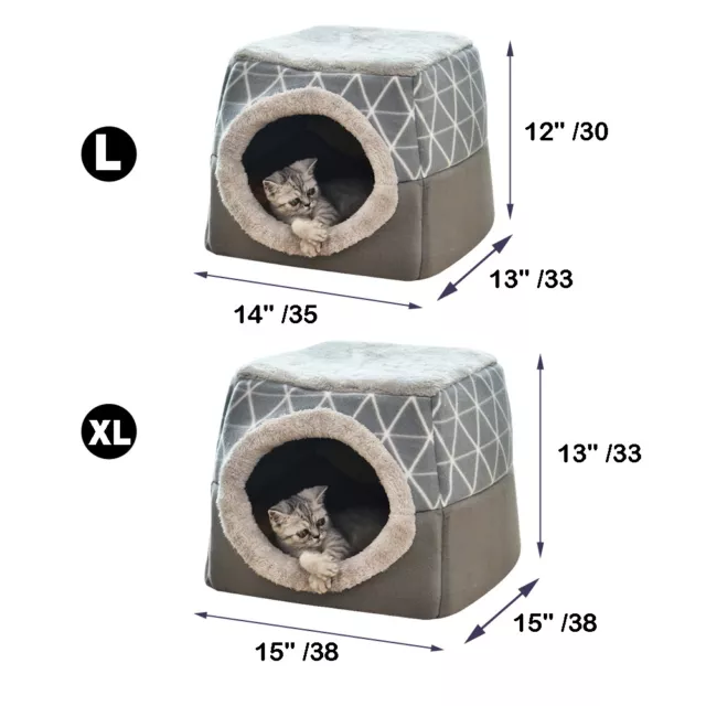 Cama para perros gatos Nido de gato Suave Cojín Iglú Casa Perrera de perro L XL 2