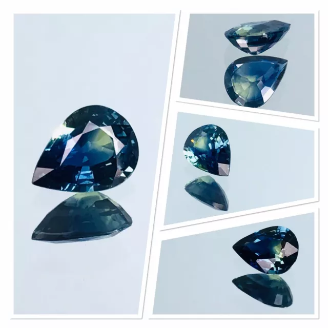 Sapphire Bicolour Pear Cut 0.70 Carat Vvs Blue Yellow untreated sapphire