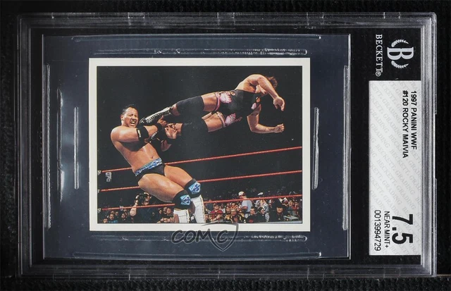 1997 WWF Superstars Album Stickers The Rock Rocky Maivia Owen Hart #120 BGS 7.5