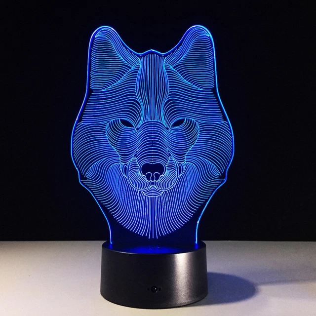 3D LAMP VISUAL Light Effect Touch Colors Changes Night Light (Wolf) £15