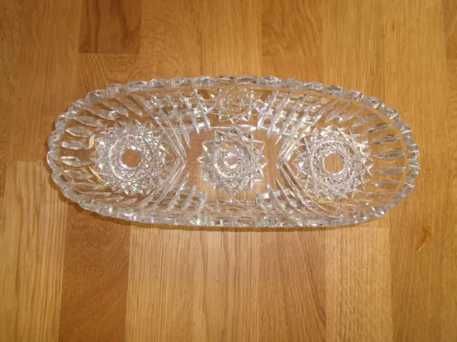 Antique  Signed Libbey ABP American Brilliant Period Celry Dish Tray Cut Glass