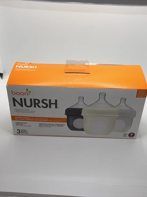 Boon NURSH 3 Pack 0 Months Silicone Pouch Bottles 4oz NEW NOB