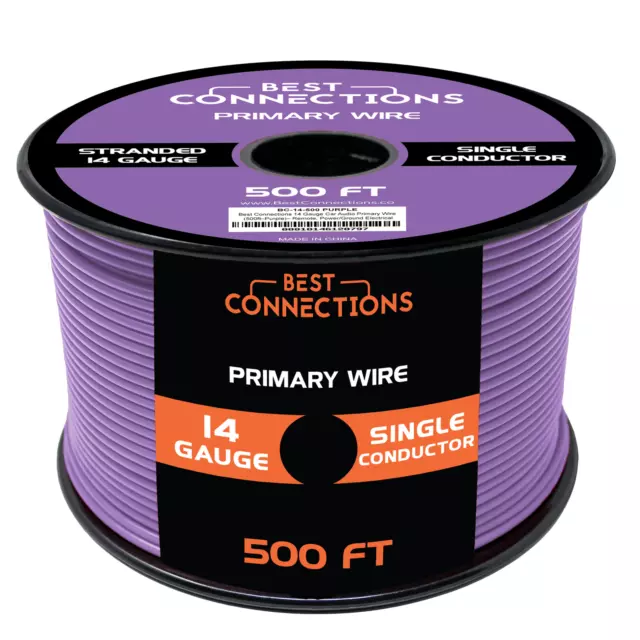 14 Gauge Car Audio Primary Wire (500ft–Purple)– Remote, Power/Ground Electrical