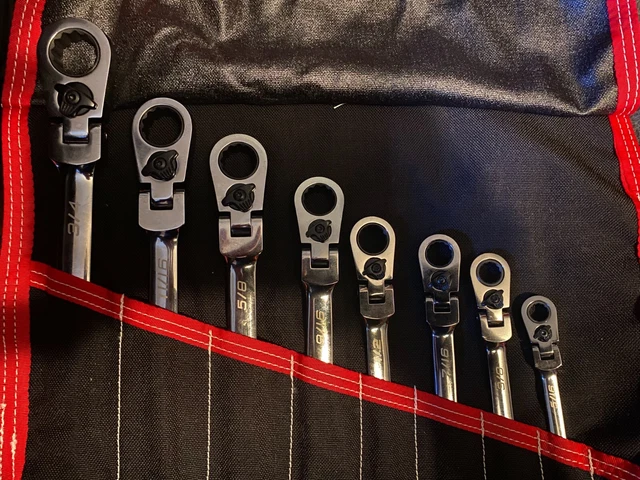 8pc SAE Reversible Ratcheting Combo Head 12pt Wrench Set 5/16 - 3/4" Williams