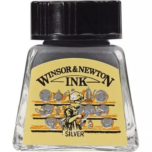 WINSOR & NEWTON Artists Drawing Ink 14ml Bottle - Silver
