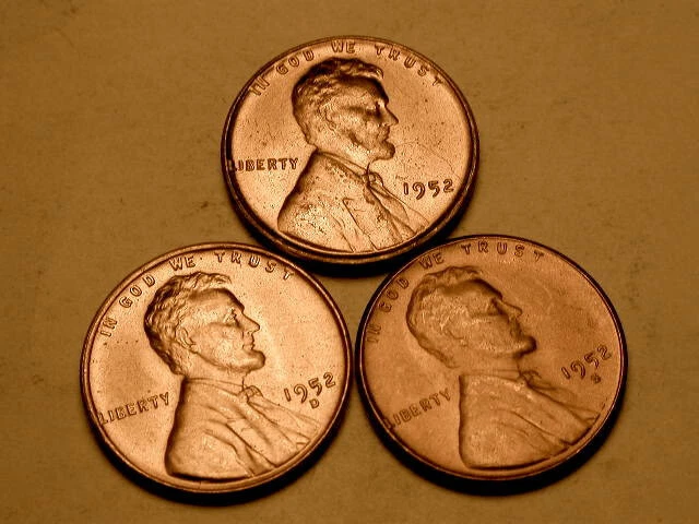 1952-P-D-S Gem BU Uncirculated Red Wheat Cents!! SUPERB!! Nice!!!BEAUTIFUL!!#107