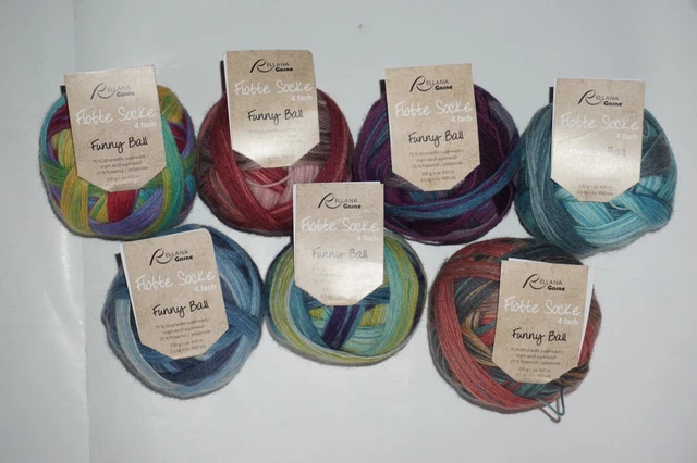 7 x100 gr. Sockenwolle/Strumpfwolle Rellana 4fach Flotte Socke FUNNY BALL   NEU