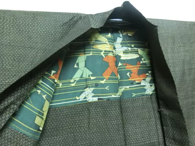 Samurai Japan Antique Japanese Men's  Kimono Long Haori Silk Ka0318-2