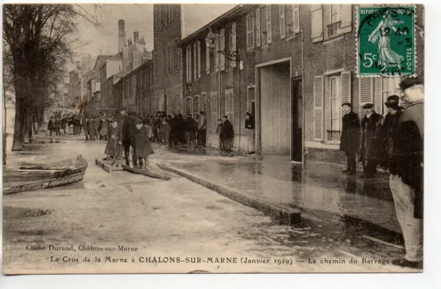 CHALONS SUR MARNE - Marne - CPA 51 - Crue de la Marne 1910 - Chemin du Barrage