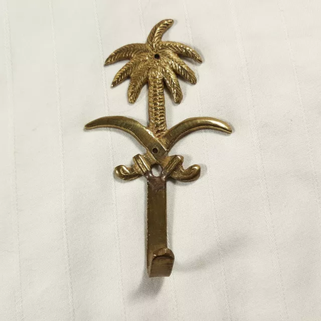 Brass Palm Tree Sword Sabre 3 3/4" Tropical Decorative Hat Keys Hook