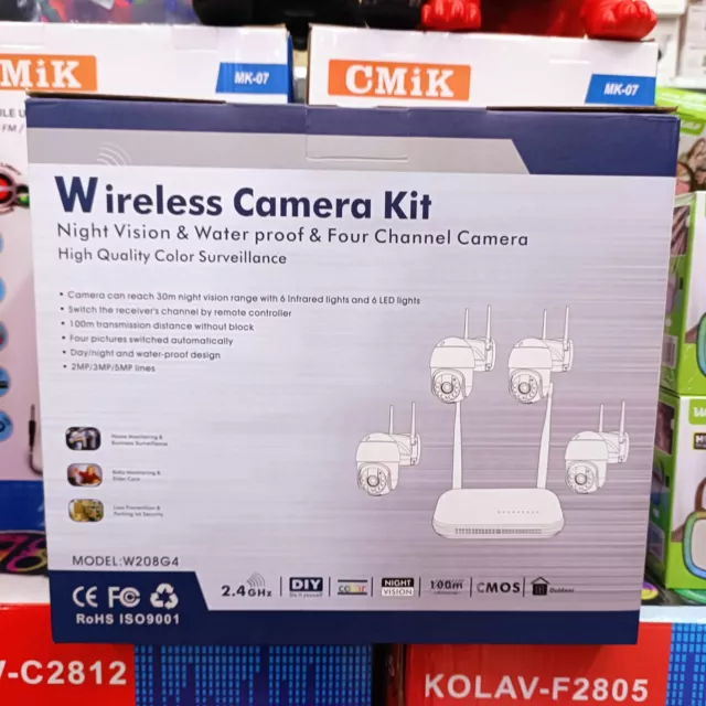 Kit Videosorveglianza  Ptz Ip Wireless Nvr 4 Canali 4 Telecamere Ip Full Hd Wifi