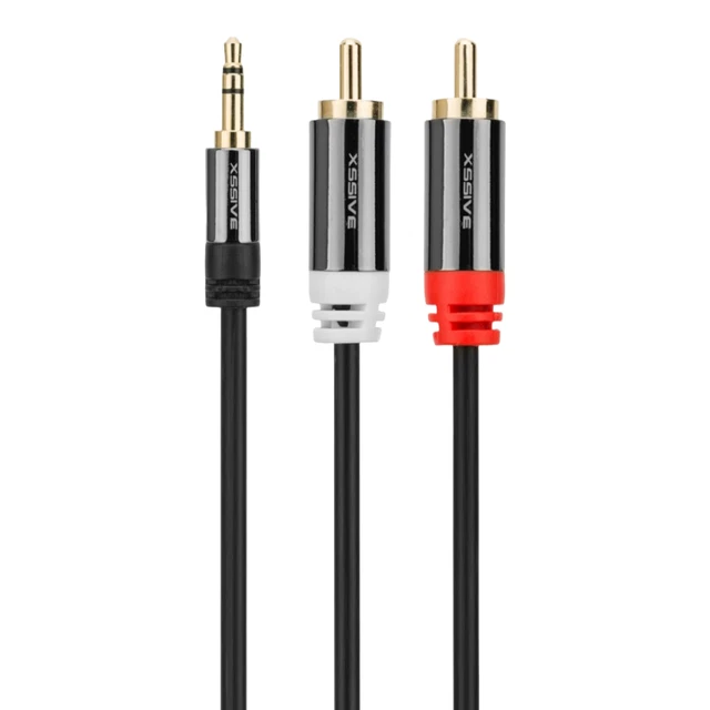 Câble Audio Jack 3,5 Mm Mâle-Mâle - 0,5 M En Nylon Tressé - Pour Smartphone, PC, Haut-parleur, TV - Connecteurs Dorés - 3