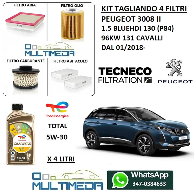 KIT TAGLIANDO 4 FILTRI MISTI 4LT OLIO TOTAL ECS 5W30 PEUGEOT 207 208 2008 Citroen C3 Ii 1 4 1 6 Hdi - Foto 6
