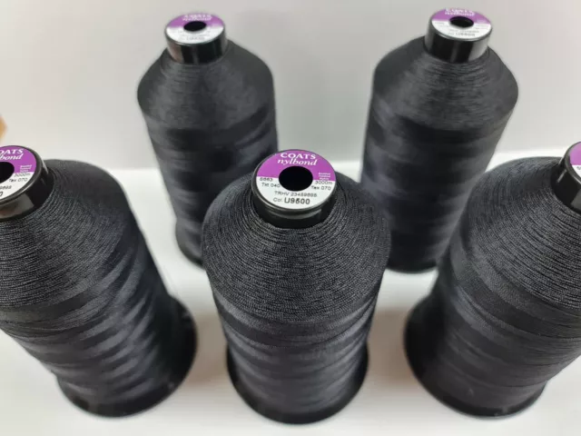 2 X Coats Black Bonded Nylon Thread Nylbond Tkt- 40 Strong 3000M