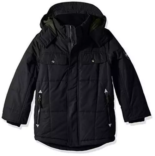 Big Chill Little Boys Quiltd Expedition Jacket W Hood, Black, Size 5