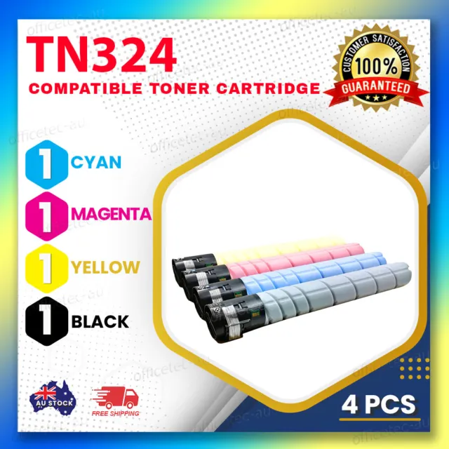 4x Compatible Toner for Konica Minolta TN-324 BIZHUB C258 C308 C368 Printer