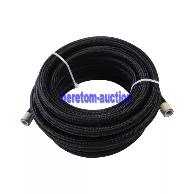 8AN AN8 Nylon Stainless Steel PTFE Braided Fuel Hose Oil Gas Air Line 16FT/5M
