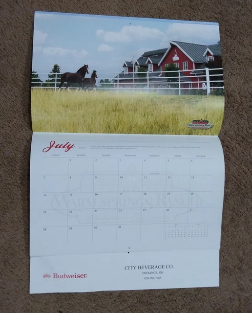 BUDWEISER BEER CLYDESDALE Large Calendar 2024 City Beverage Distributor