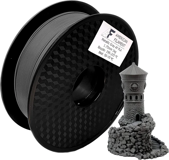 Metallic Gray PLA American Filament, 1.75 Mm Diameter, 1 Kg Spool, Made in the U