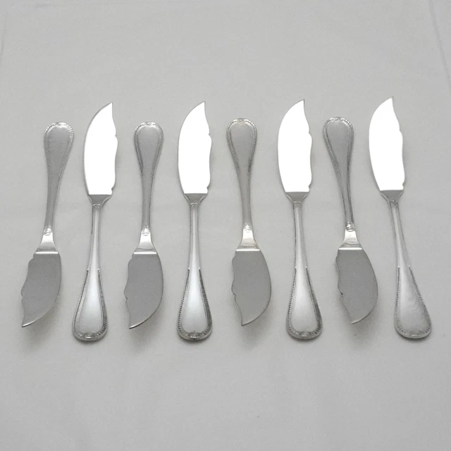 FOGLIA FRANCESE Design Knightsbridge Servizio Posate Argento Otto Coltelli da Pesce 21 cm