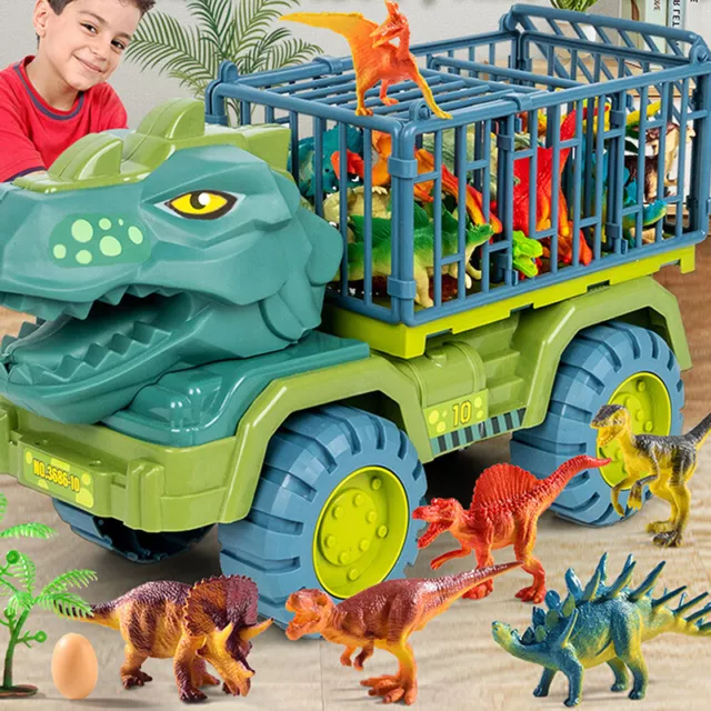 Car Toy Dinosaurs Transport Car Carrier Truck Toy Pull Back Vehicle TDC