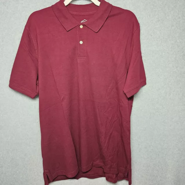 St John's Bay Shirt Mens Medium Maroon Short Sleeve Cotton Legacy Polo