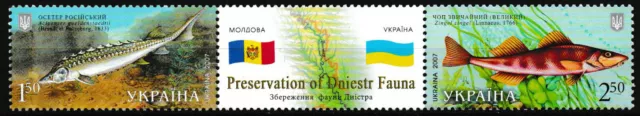 Ukraine - Schutz der Fauna Dnjestr Dreierstreifen postfrisch 2007 Mi. 894-895