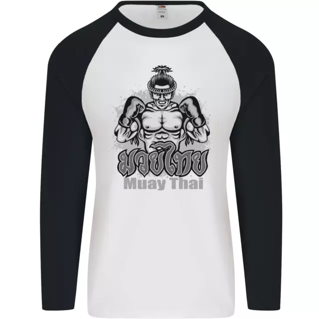 Muay Thai Boxe Mma Arti Marziali Kick Uomo L/S Baseball T-Shirt