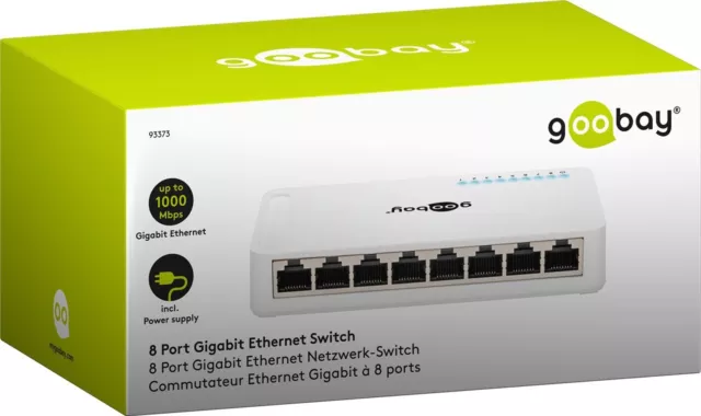✅Goobay 8-Port Switch / Gigabit / Ethernet / Netzwerk / Verteiler / 1000 Mbit/s✅