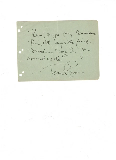 Actor Tom Powers Autograph On Album Page June 15,1936