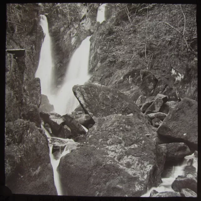 Glass Magic Lantern Slide STOCK GHYLL FORCE AMBLESIDE C1890 WATERFALL OLD PHOTO