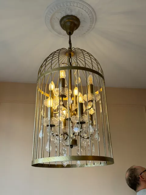 Antique effect Large Bronze Bird Cage Chandelier  Lights