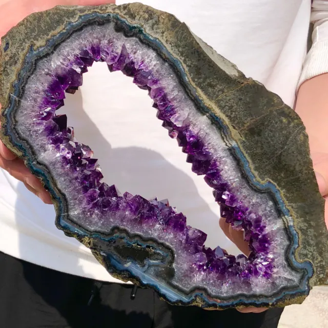 4.17LB  Natural Amethyst geode quartz cluster crystal specimen energy Healing