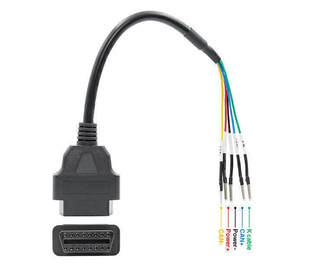 Septpenta OBDII OBD2 Connettore Femmina, 16 Pin K Can Line Connettore Jumper Tester Connettore Cavo a Treccia Adattatore Cavo Per Camion Auto Moto