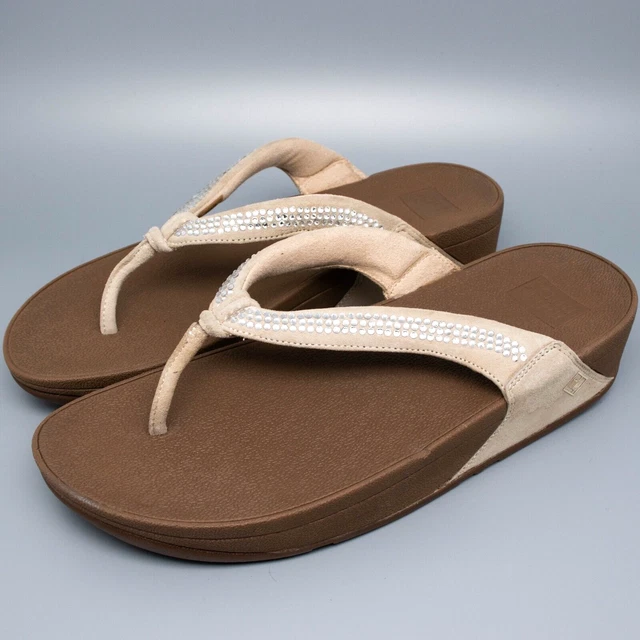 FitFlop Crystal Swirl Thong Slip On Sandals Beige Womens SIZE 9 EU 41 3