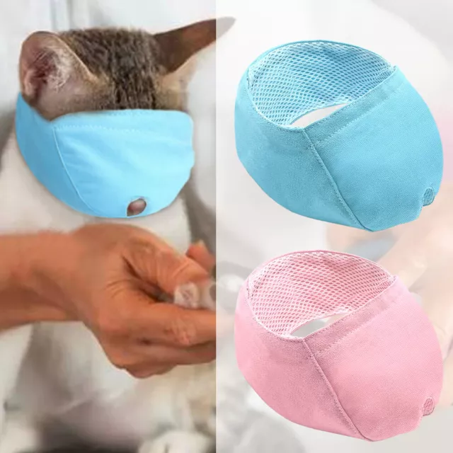 Adjustable Cat Grooming Muzzle Nylon Mesh Pad No Bite Pet Puppy Mouth Head Cover