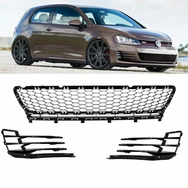 Gitter Set Stoßstange hochglanz schwarz für VW Golf VII 7 GTI GTD 2013-2016