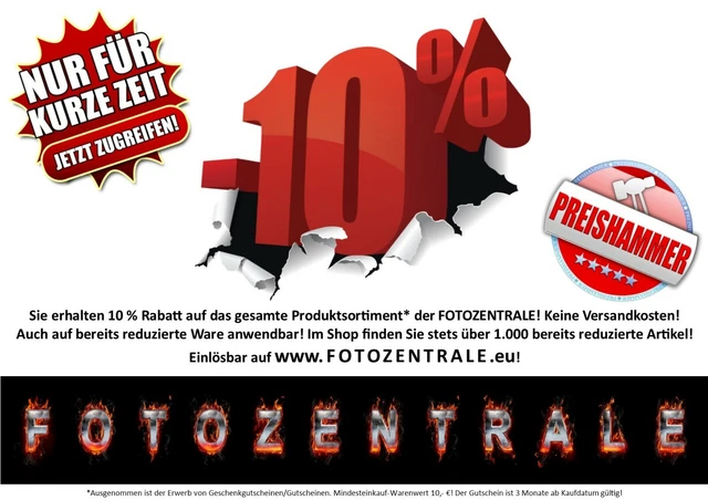 10 % RABATT-Gutschein Lizenzfreie Bilder Online-Shop FOTOZENTRALE Gratis Versand