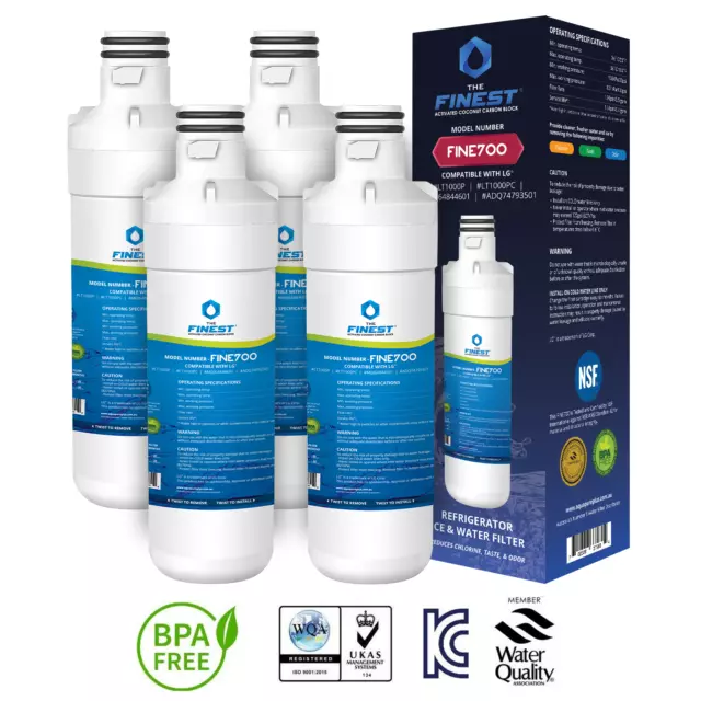 4 X LG Refrigerator Water Filter LT1000P / ADQ747935 suit GF-D708MBSL