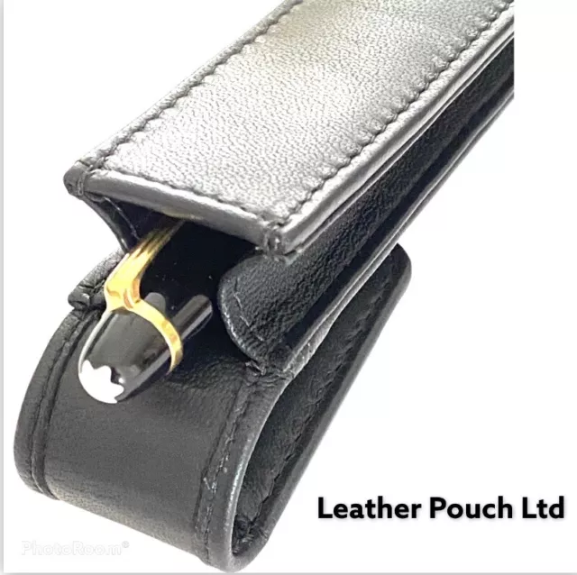 Black Single Magnetic Flap Pen Case, Pen Pouch. Real Leather quality hand made