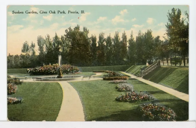 THE SUNKEN GARDENS, Glen Oak Park, Peoria, IL 1907 - 1915 Postcard £4. ...