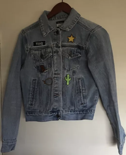 DISNEY FOREVER 21 Toy Story Jean Jacket SMALL Pixar LTD ED Woody Patches Denim 125.00 PicClick