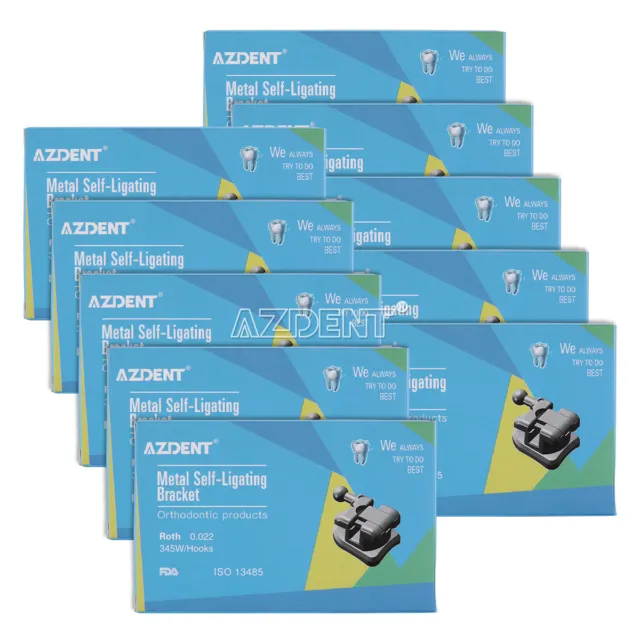 AZDENT Dental Orthodontic Metal Self Ligating Brackets Braces Roth.022 Hooks 345