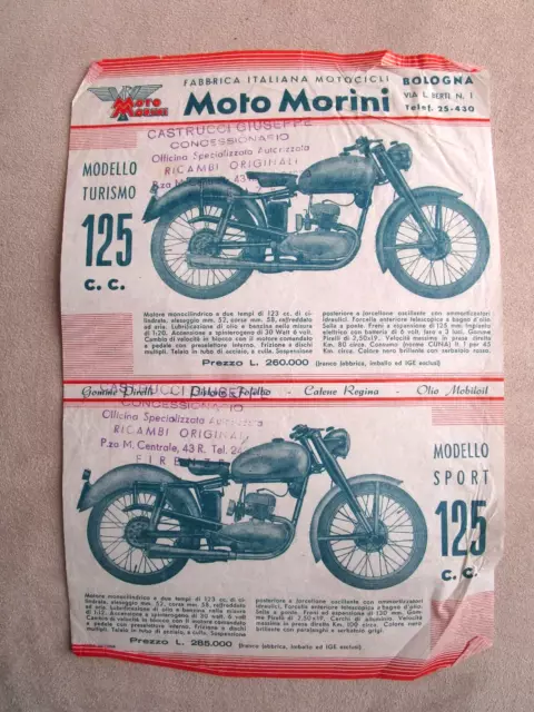 Volantino Pubblicitario  Moto Morini Bologna  Mod. Turismo E Sport 125 Cc
